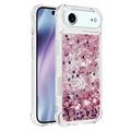 iPhone Air Glitter Quicksand TPU-deksel - rosagullhjerter