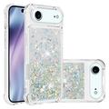 iPhone Air Glitter Quicksand TPU-deksel - Sølvhjerter