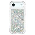 iPhone Air Glitter Quicksand TPU-deksel - Sølvhjerter