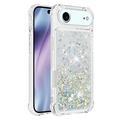 iPhone Air Glitter Quicksand TPU-deksel - Sølvhjerter