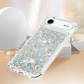 iPhone Air Glitter Quicksand TPU-deksel - Sølvhjerter