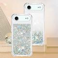 iPhone Air Glitter Quicksand TPU-deksel - Sølvhjerter