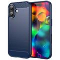 iPhone 17 Børstet TPU-deksel - karbonfiber - blå