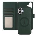 iPhone 17 avtakbar lommebokveske med MagSafe, RFID-beskyttelse og håndrem - blå / grønn