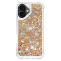 iPhone 17 Glitter Quicksand TPU-deksel - Gullhjerter