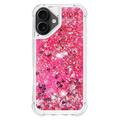iPhone 17 Glitter Quicksand TPU-deksel - Rosa hjerter
