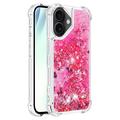 iPhone 17 Glitter Quicksand TPU-deksel - Rosa hjerter