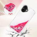 iPhone 17 Glitter Quicksand TPU-deksel - Rosa hjerter