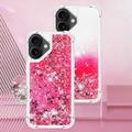 iPhone 17 Glitter Quicksand TPU-deksel - Rosa hjerter