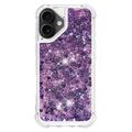 iPhone 17 Glitter Quicksand TPU-deksel - Lilla hjerter