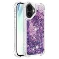 iPhone 17 Glitter Quicksand TPU-deksel - Lilla hjerter
