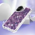 iPhone 17 Glitter Quicksand TPU-deksel - Lilla hjerter