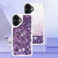 iPhone 17 Glitter Quicksand TPU-deksel - Lilla hjerter