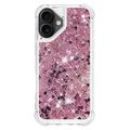 iPhone 17 Glitter Quicksand TPU-deksel - Roségullhjerter