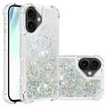 iPhone 17 Glitter Quicksand TPU-deksel - Sølvhjerter