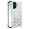 iPhone 17 Glitter Quicksand TPU-deksel - Sølvhjerter