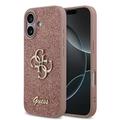iPhone 17 Guess Fixed Glitter 4G Metal Logo Deksel - Rosa