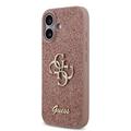 iPhone 17 Guess Fixed Glitter 4G Metal Logo Deksel - Rosa