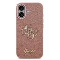 iPhone 17 Guess Fixed Glitter 4G Metal Logo Deksel - Rosa