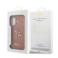 iPhone 17 Guess Fixed Glitter 4G Metal Logo Deksel - Rosa