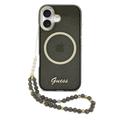 iPhone 17 Guess IML Glitter Script Rem-deksel - MagSafe-kompatibel - Svart