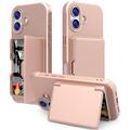 iPhone 17 Hybrid-deksel med Speil og Kortholder - Rosa
