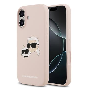 iPhone 17 Karl Lagerfeld Double Heads MagSafe-deksel i flytende silikon - Rosa