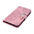 iPhone 17 Ugle Rhinestone Lommebok-deksel - Roségull