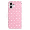 iPhone 17 lommebokveske med prikkmønster - rosa