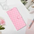 iPhone 17 lommebokveske med prikkmønster - rosa