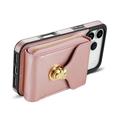 iPhone 17 Pro Alt-i-ett-deksel med lommebok og stropp - Rosegull