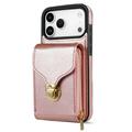 iPhone 17 Pro Alt-i-ett-deksel med lommebok og stropp - Rosegull
