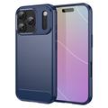 iPhone 17 Pro Børstet TPU-deksel - karbonfiber - blå