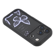 iPhone 17 Pro TPU-deksel med sommerfugltrykk - Lilla / svart