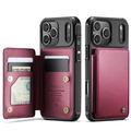 iPhone 17 Pro/18 Pro Caseme C22 etui RFID-kortlommebok - rød