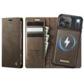 iPhone 17 Pro Caseme C49 2-i-1 avtakbar lommebokveske - MagSafe-kompatibel, RFID - Kaffe