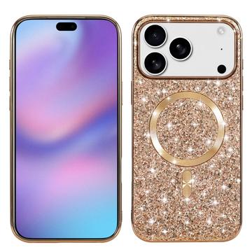 iPhone 17 Pro Galvanisert glitter-deksel - MagSafe-kompatibel - Rosegull