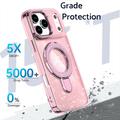 iPhone 17 Pro Glitter Hybrid-deksel med kickstand - MagSafe-kompatibel - Rosa