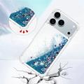 iPhone 17 Pro Glitter Quicksand TPU-deksel - Blå hjerter