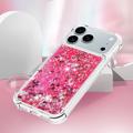 iPhone 17 Pro Glitter Quicksand TPU-deksel - Rosa hjerter
