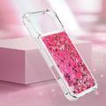 iPhone 17 Pro Glitter Quicksand TPU-deksel - Rosa hjerter