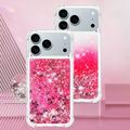 iPhone 17 Pro Glitter Quicksand TPU-deksel - Rosa hjerter