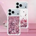 iPhone 17 Pro Glitter Quicksand TPU-deksel - rosagullhjerter