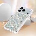 iPhone 17 Pro Glitter Quicksand TPU-deksel - Sølvhjerter