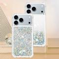 iPhone 17 Pro Glitter Quicksand TPU-deksel - Sølvhjerter