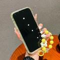 iPhone 17 Pro/18 Pro Glitter støtsikkert hybriddeksel med håndleddsstropp - gul