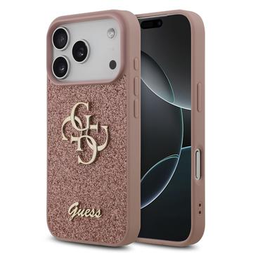 iPhone 17 Pro Guess Fixed Glitter 4G Metal Logo Deksel - Rosa