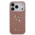 iPhone 17 Pro Guess Fixed Glitter 4G Metal Logo Deksel - Rosa