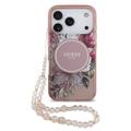 iPhone 17 Pro Guess IML Flowers-deksel med perlerem