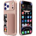 iPhone 17 Pro Hybrid-deksel med Speil og Kortholder - Rosa